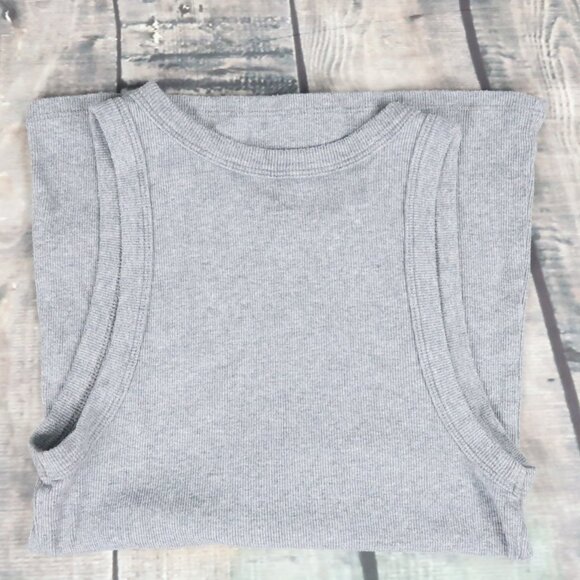 A NEW DAY GREY RIBBED HIGH NECK FITTED TANK TOP SIZE SMALL - Picture 3 of 4